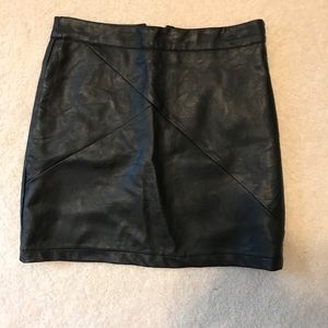 Black leather mini skirt